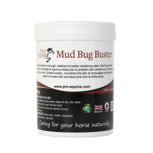 A pot of Pro-Equine Mud Bug Buster leg paste for waterproof protection for horses