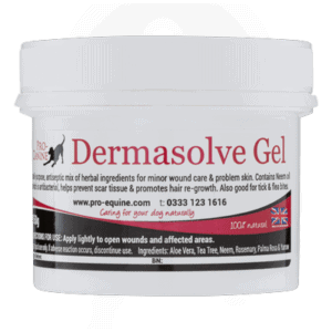 Pro-Canine Dermasolve Gel 150g First aid skincare for dogs. Conveniently packaged in a 150g tub. A natural skin care remedy with easy application instructions.
