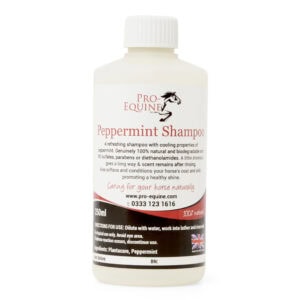 Peppermint shampoo is a natural horse shampoo for sensitive skin, refreshing wash for horses and grooming skin and coat health.