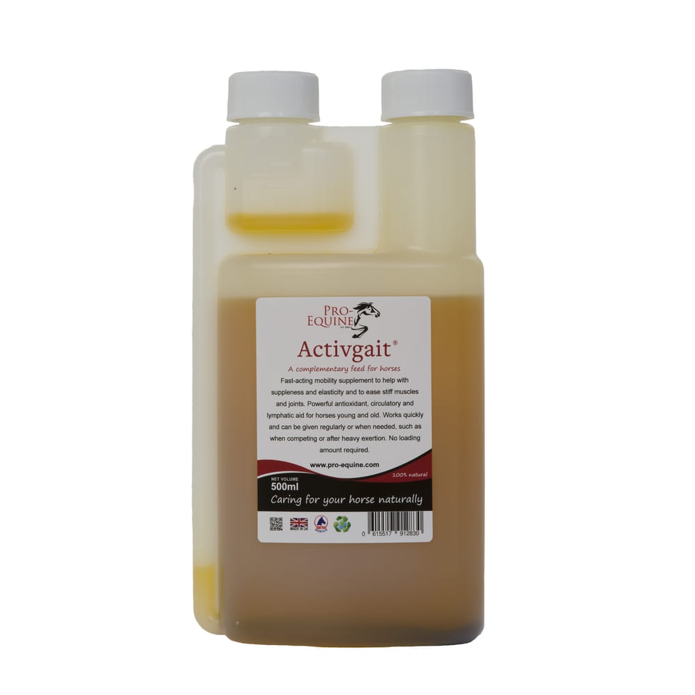 Natural horse supplement Activgait for joint mobility, flexibility, and muscle support, ideal for horses of all ages.