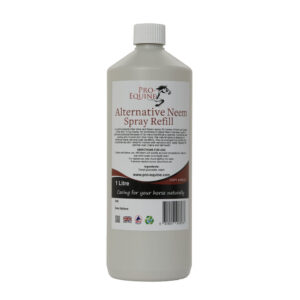 Alternative Neem Spray Refill for horses, natural equine versatile aloe vera and neem formula for skin support, 1 litre size.