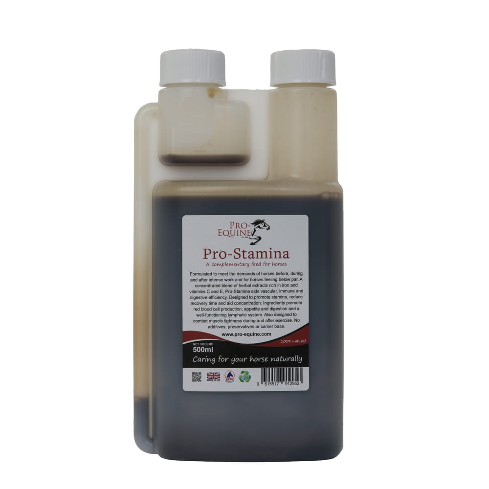1. Horse supplement Pro-Stamina for stamina and recovery support, formulated with herbal extracts, vitamins, and minerals to promote immune health and reduce fatigue in horses.